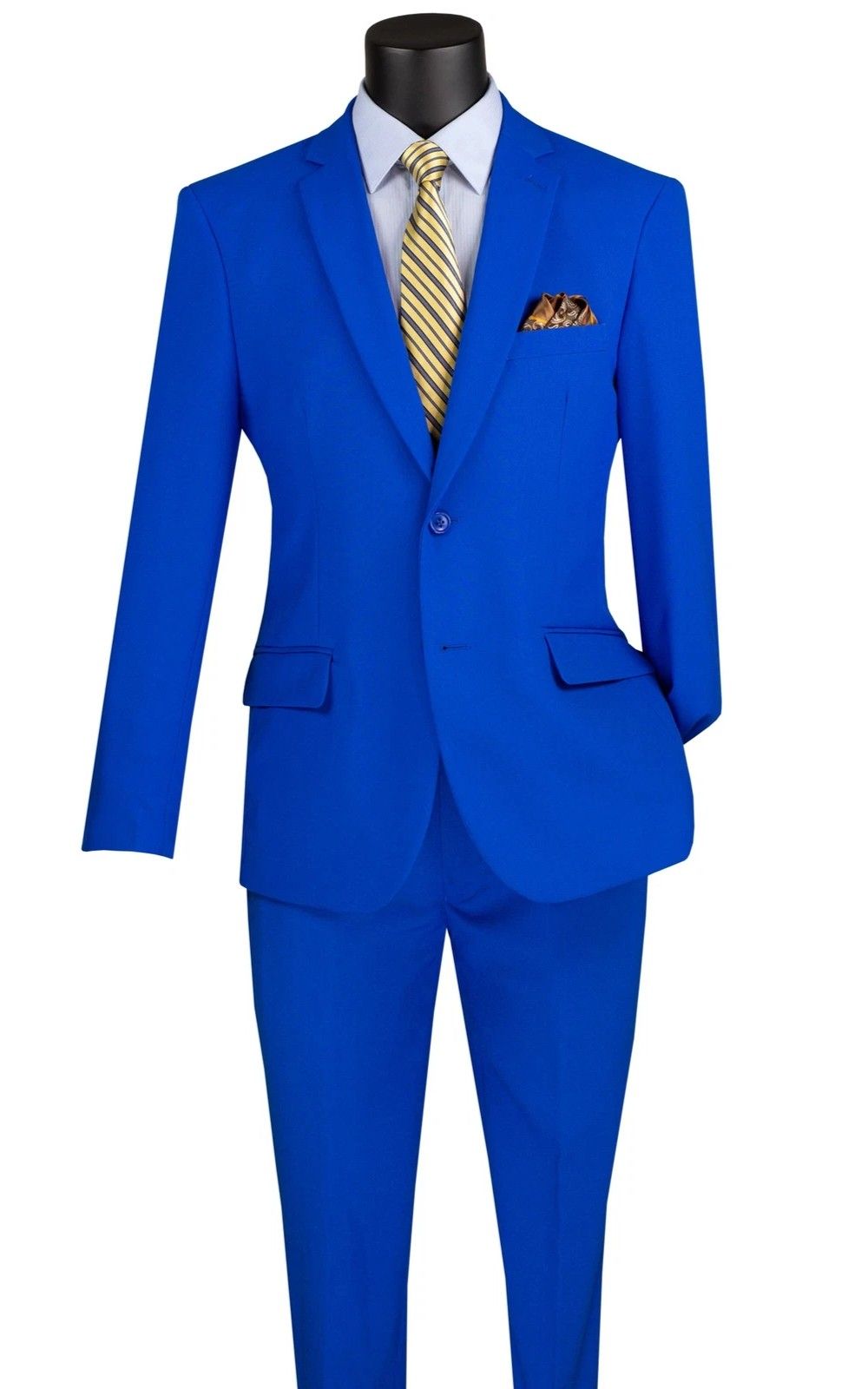 Royal Blue Regular Fit Men's 2 Piece Business Suit 2 Button
