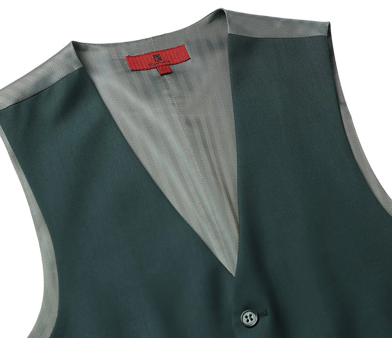 Vanderbilt Collection  - Classic Dress Vest 5 Buttons Regular Fit In Green