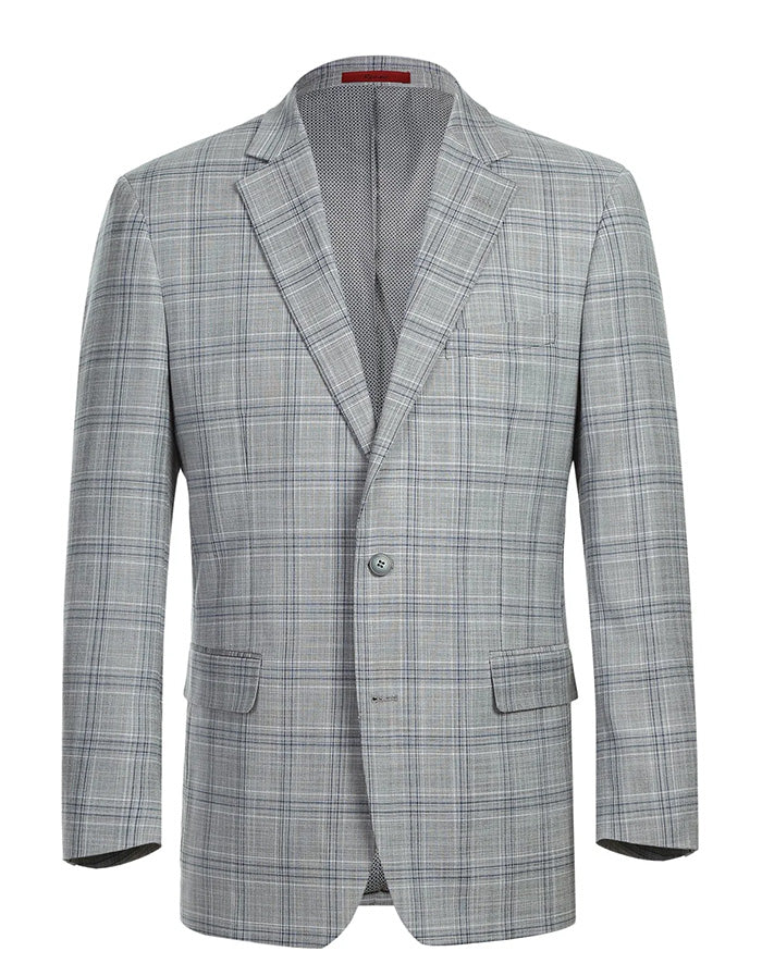 Regular Fit 2 Piece Suit Gray Plaid