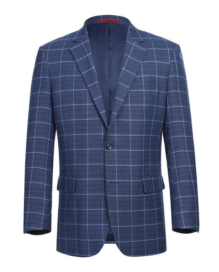 Classic Regular Fit Blazer Windowpane Pattern in Blue