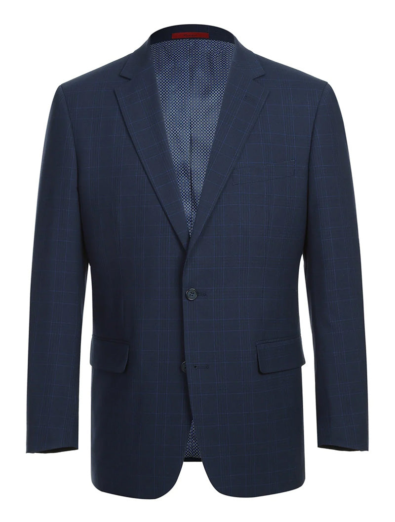Regular Fit 2 Piece Suit Blue Check