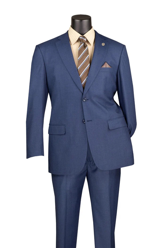 Monte Carlo Collection - Regular Fit 2 Piece 2 Button Textured Weave In Blue