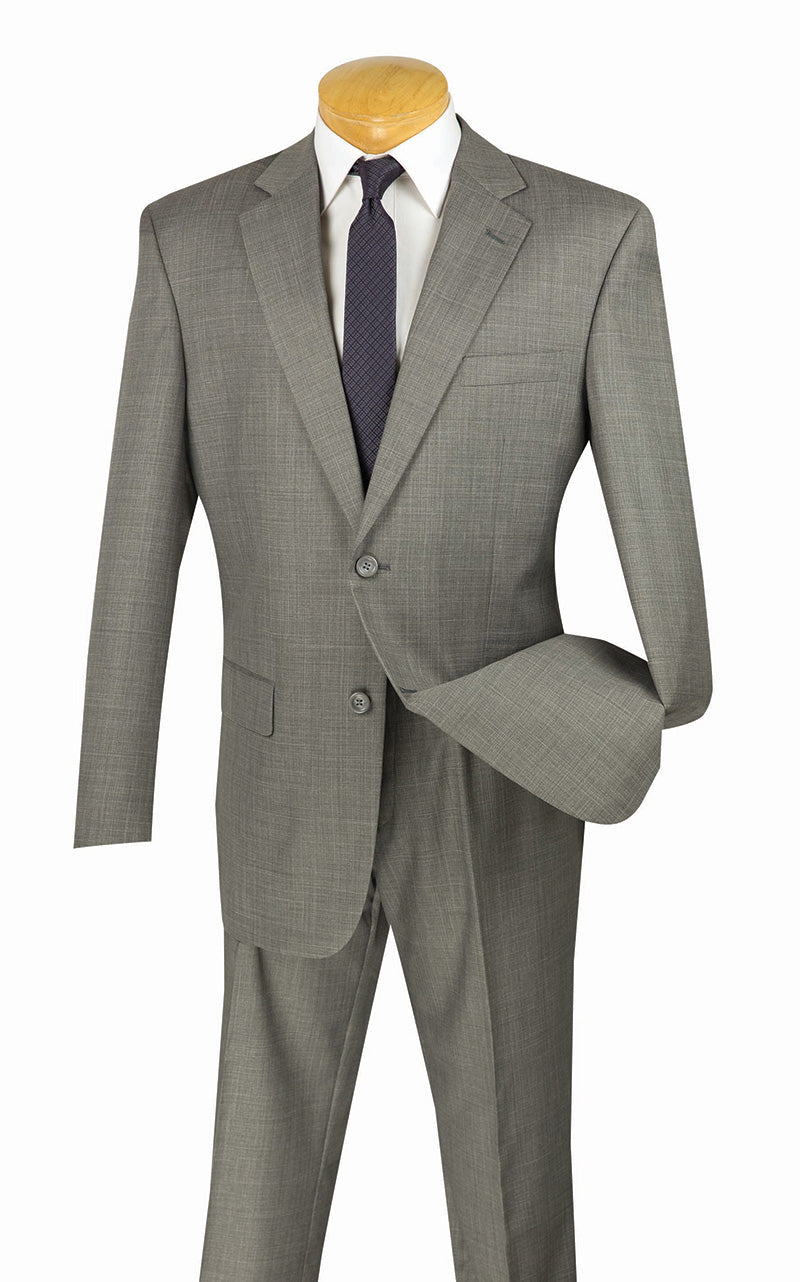 Monte Carlo Collection - Regular Fit 2 Piece 2 Button Textured Weave In Gray