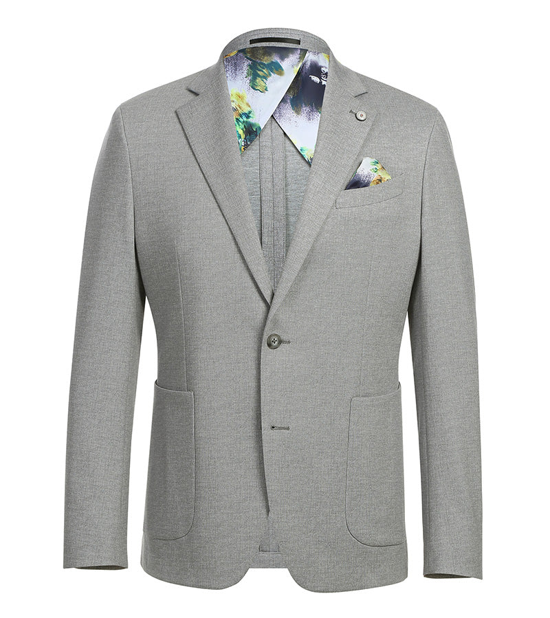 Half Canvas Slim Fit Blazer in Gray