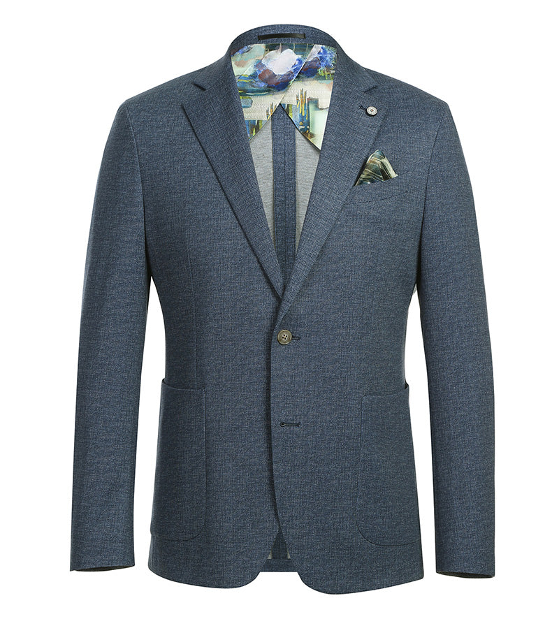 Blazer coupe slim en demi-toile en bleu