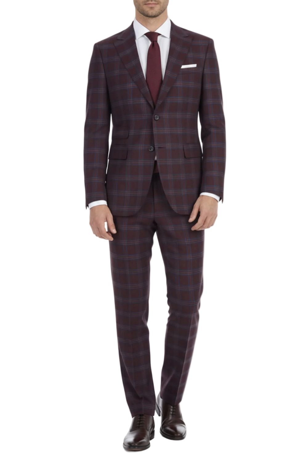 English Laundry Collection - Purple Slim Fit 2-Piece Plaid Single Breasted Suit