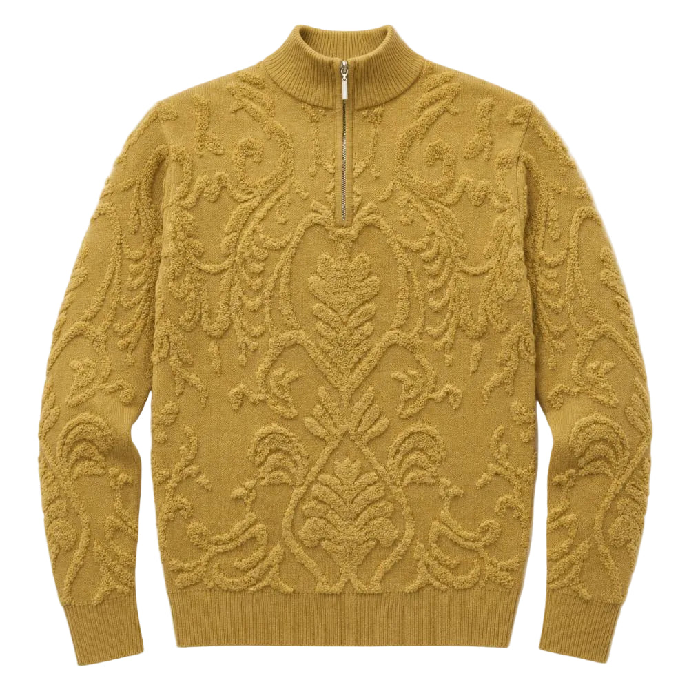 Stacy Adams - Tan Quarter Zip Mock Neck Sweater