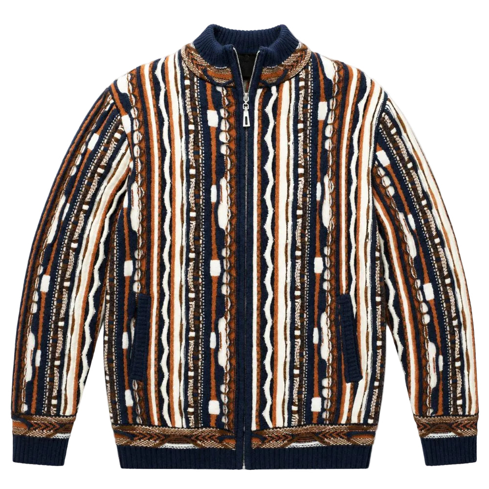Mock Neck Full-Zip Sweater - Navy