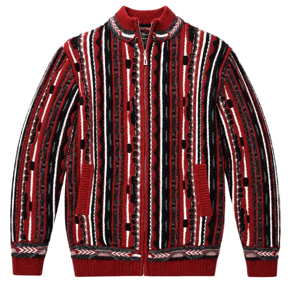 Mock Neck Full-Zip Sweater - Red