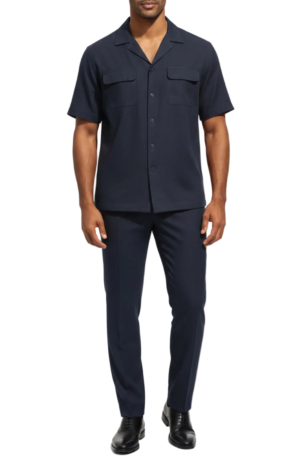 Stacy Adams - Navy Linen 2 Piece Walking Suit Set