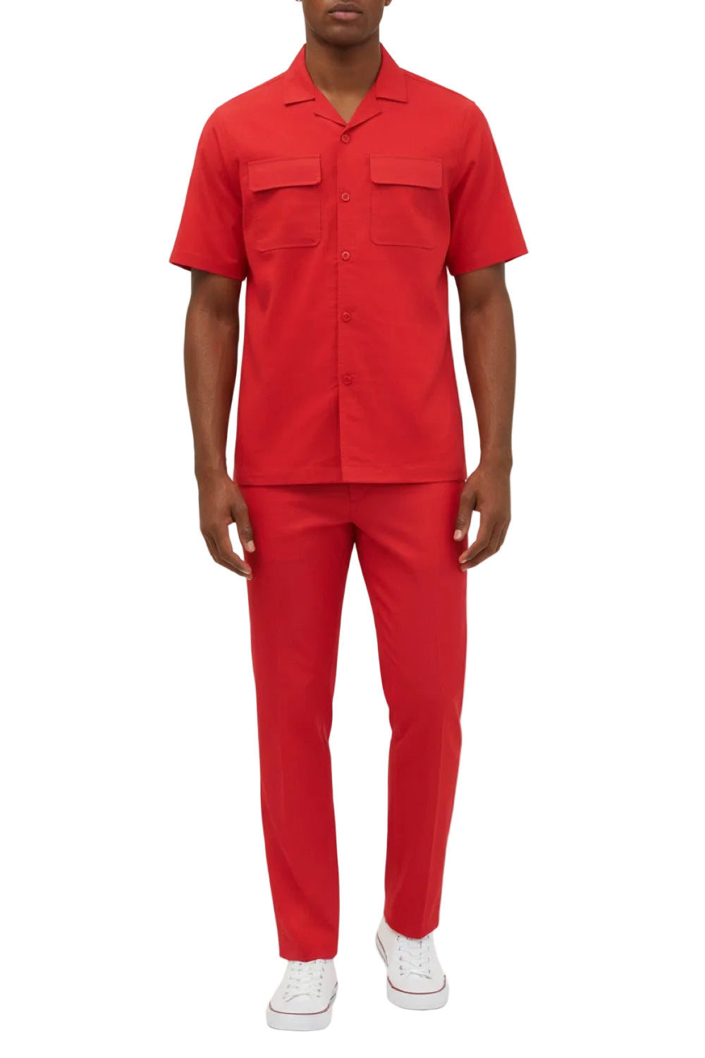 Stacy Adams - Red Linen 2 Piece Walking Suit Set