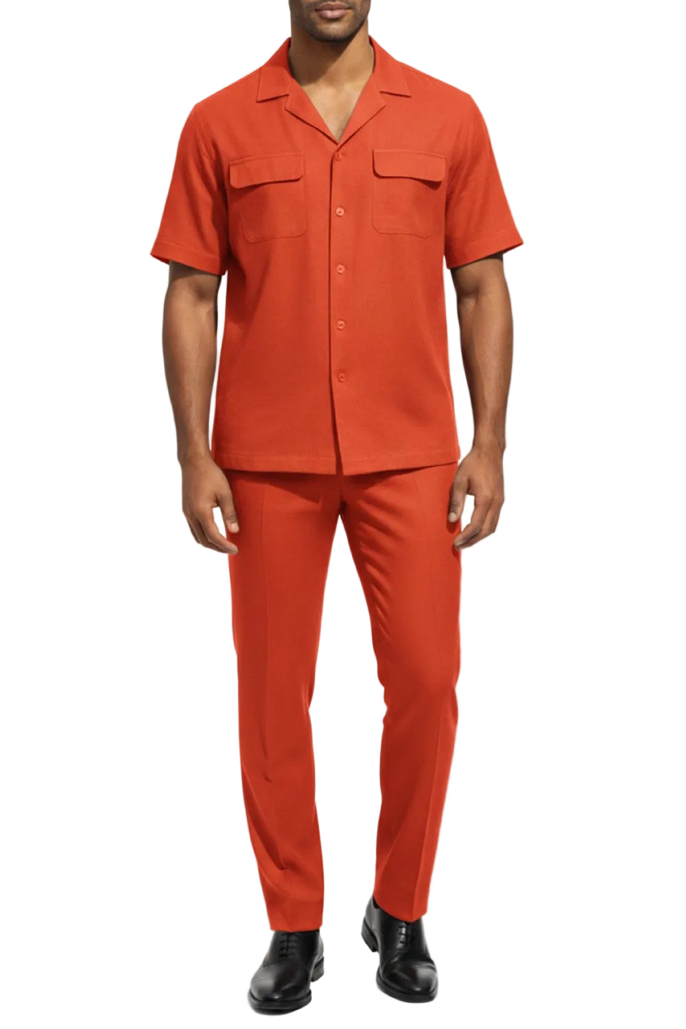 Stacy Adams - Orange Linen 2 Piece Walking Suit Set