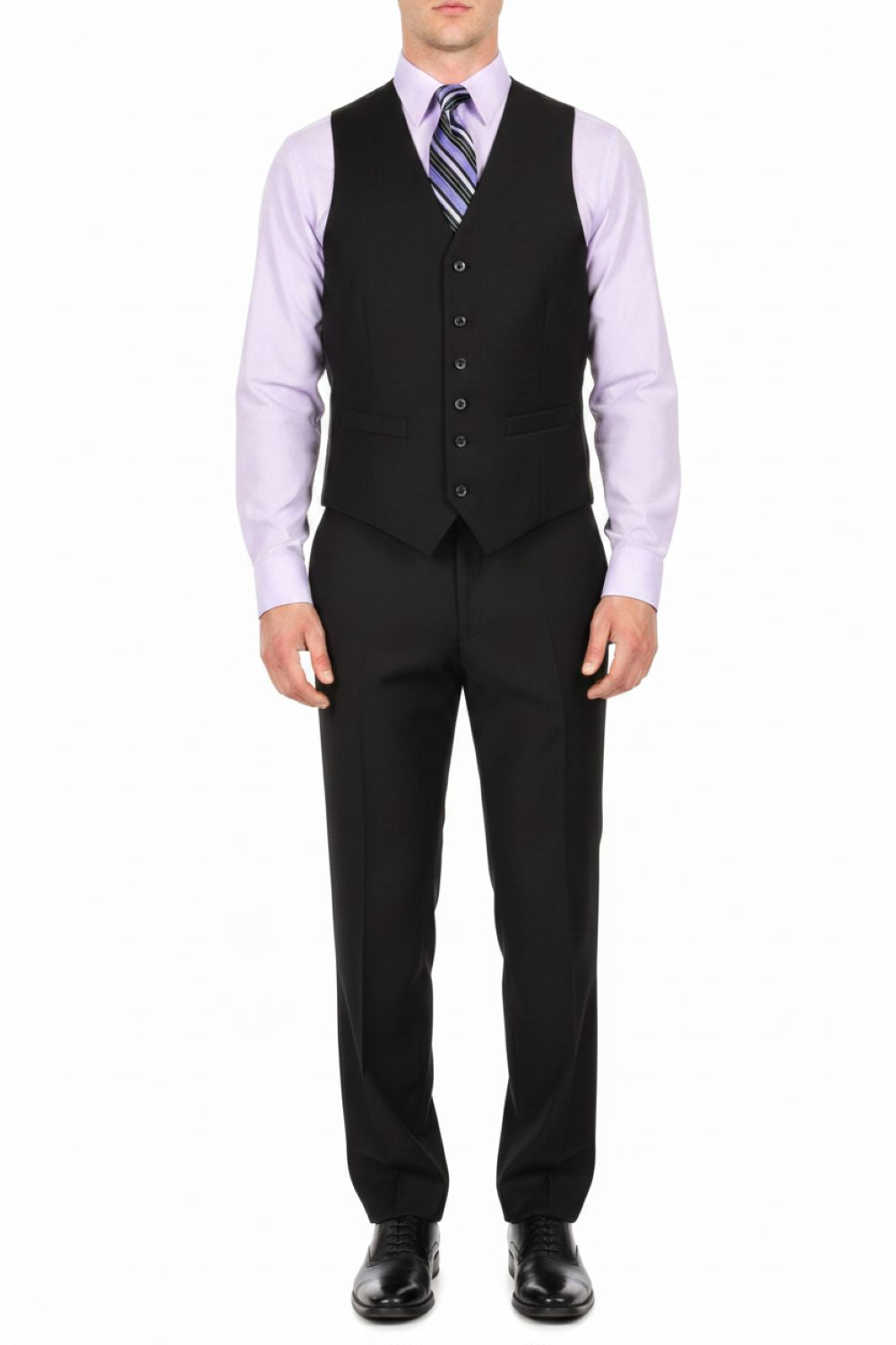 Colección Morgan - Traje Regular Fit 3 Piezas 2 Botones Negro