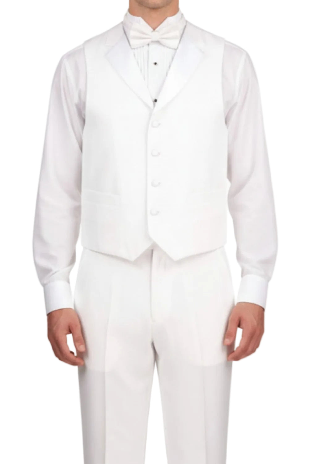 White men's regular fit three piece tuxedo with tails and vest