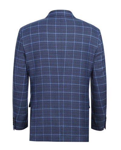 Classic Regular Fit Blazer Windowpane Pattern in Blue | Suits Outlets ...