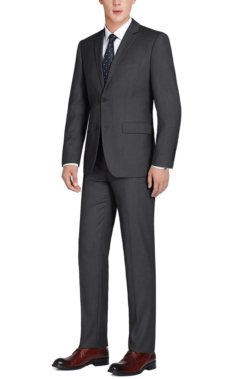 Vanderbilt Collection  - Classic 2 Piece Suit 2 Buttons Regular Fit In Charcoal Gray