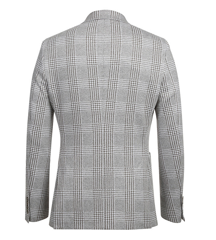 Half Canvas Slim Fit Blazer in Plaid Gray