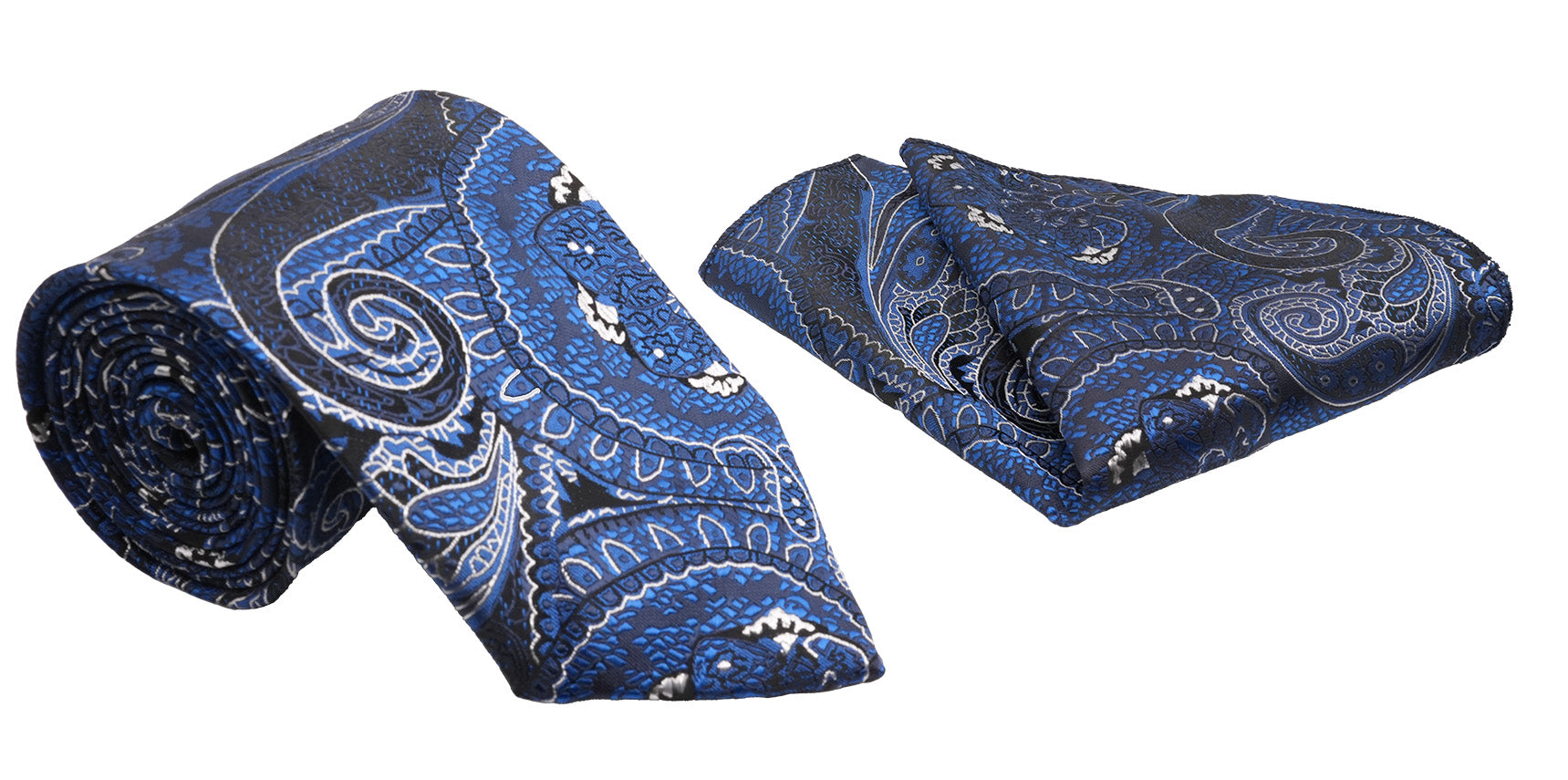 Blue Jacobean Pattern Men's Classic Tie and Pocket Square Set | Suits ...