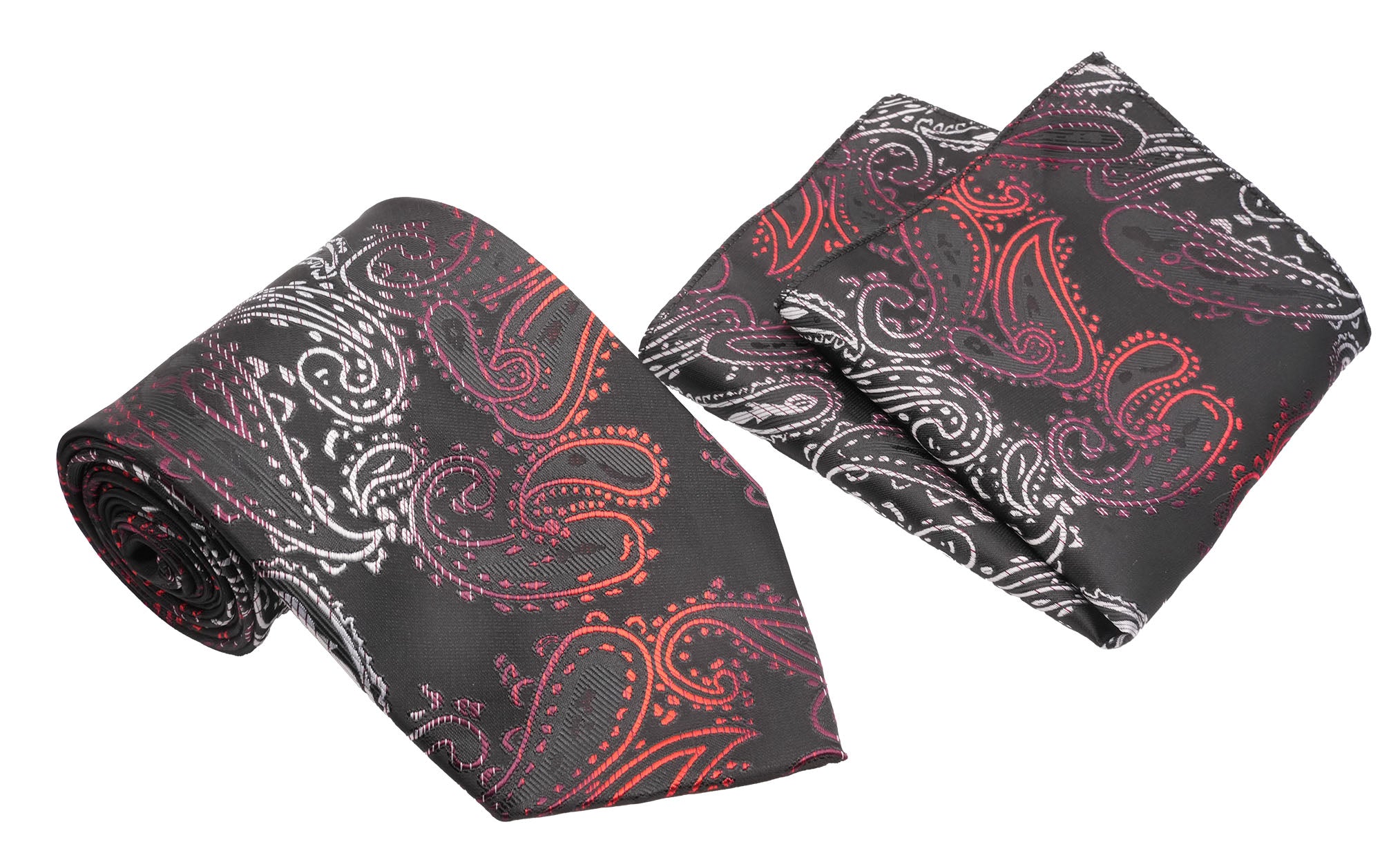 Plum Flame Paisley Pattern Men's Classic Tie and Pocket Square Set