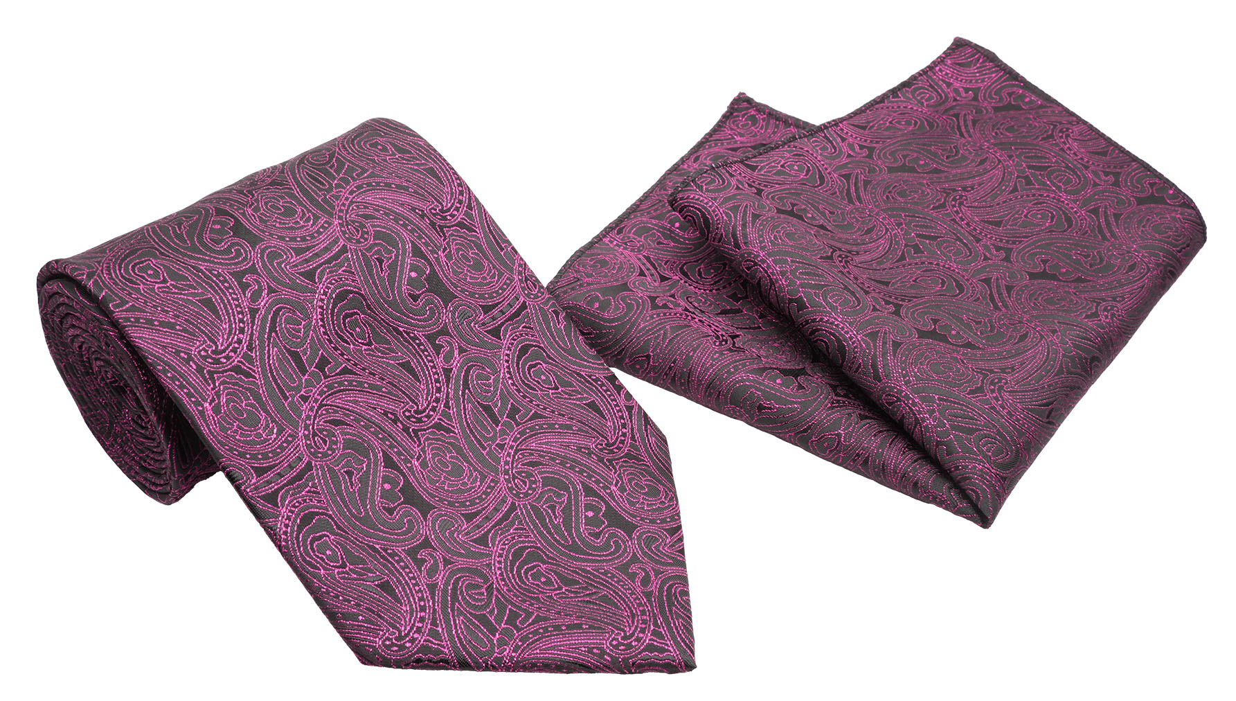 Fuchsia Scroll Pattern Men's Classic Tie and Pocket Square Set