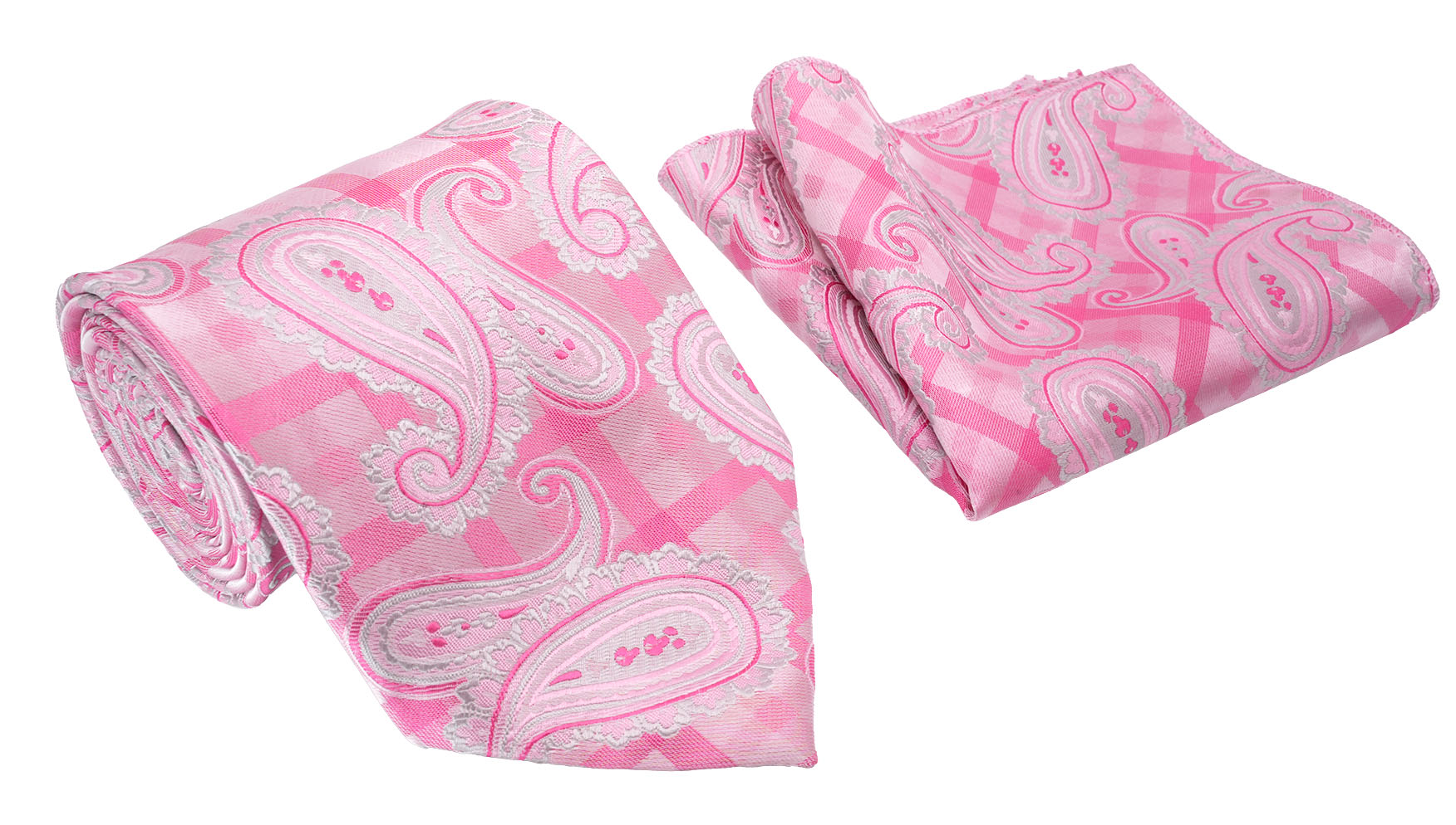 Pink Paisley Pattern Men's Classic Tie and Pocket Square Set