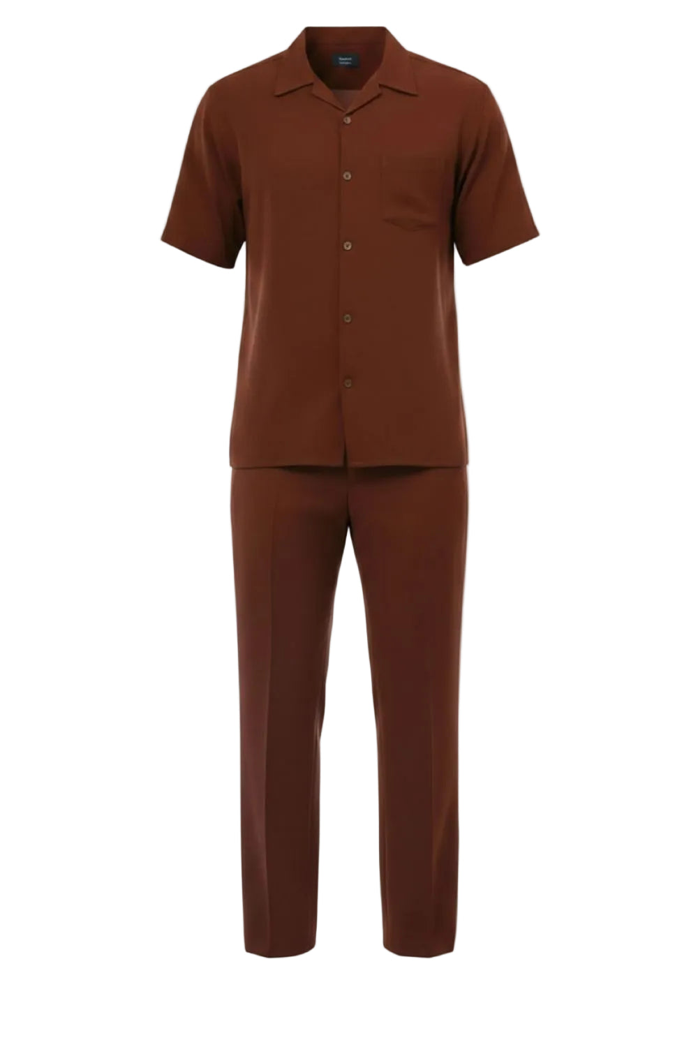 Brown shirt and pants set on a white background