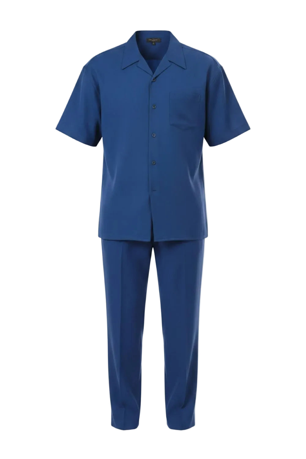 Blue shirt and pants set on a white background