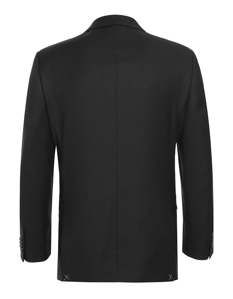 Blazer coupe classique en laine de couleur unie en noir