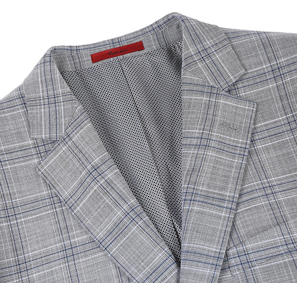 Regular Fit 2 Piece Suit Gray Plaid