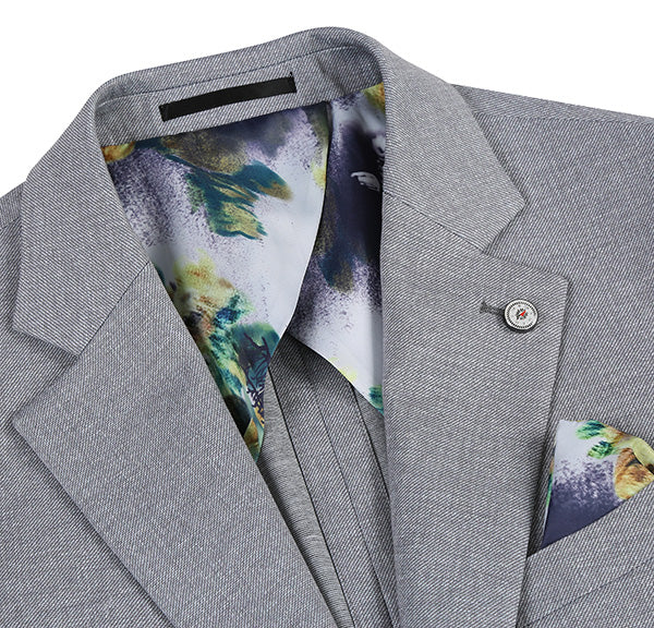 Half Canvas Slim Fit Blazer in Gray