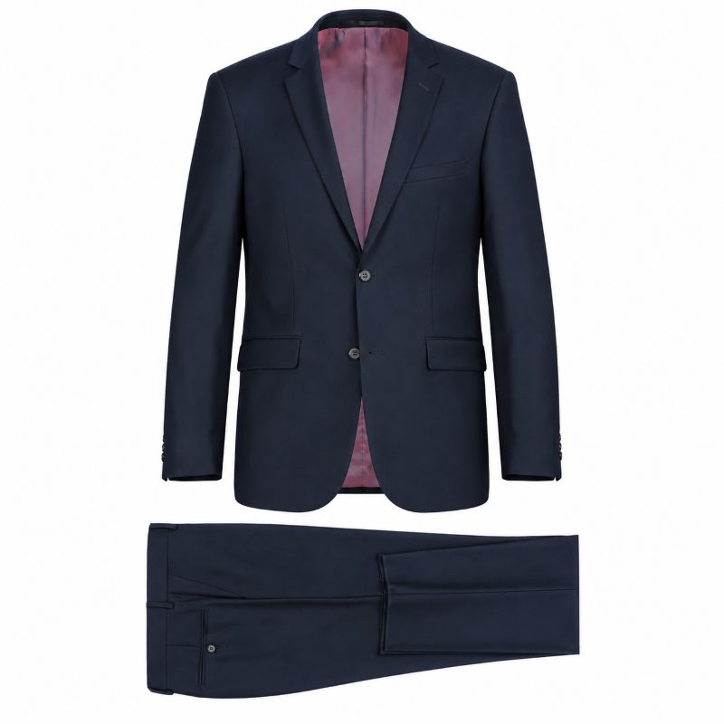 Bevagna Collection - Navy 100% Virgin Wool Regular Fit Pick Stitched 2 Piece Suit