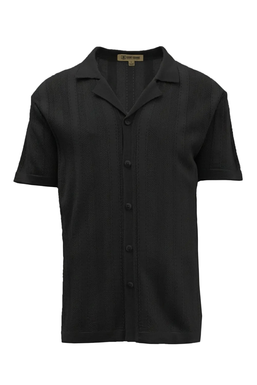 Black short-sleeve shirt on a white background