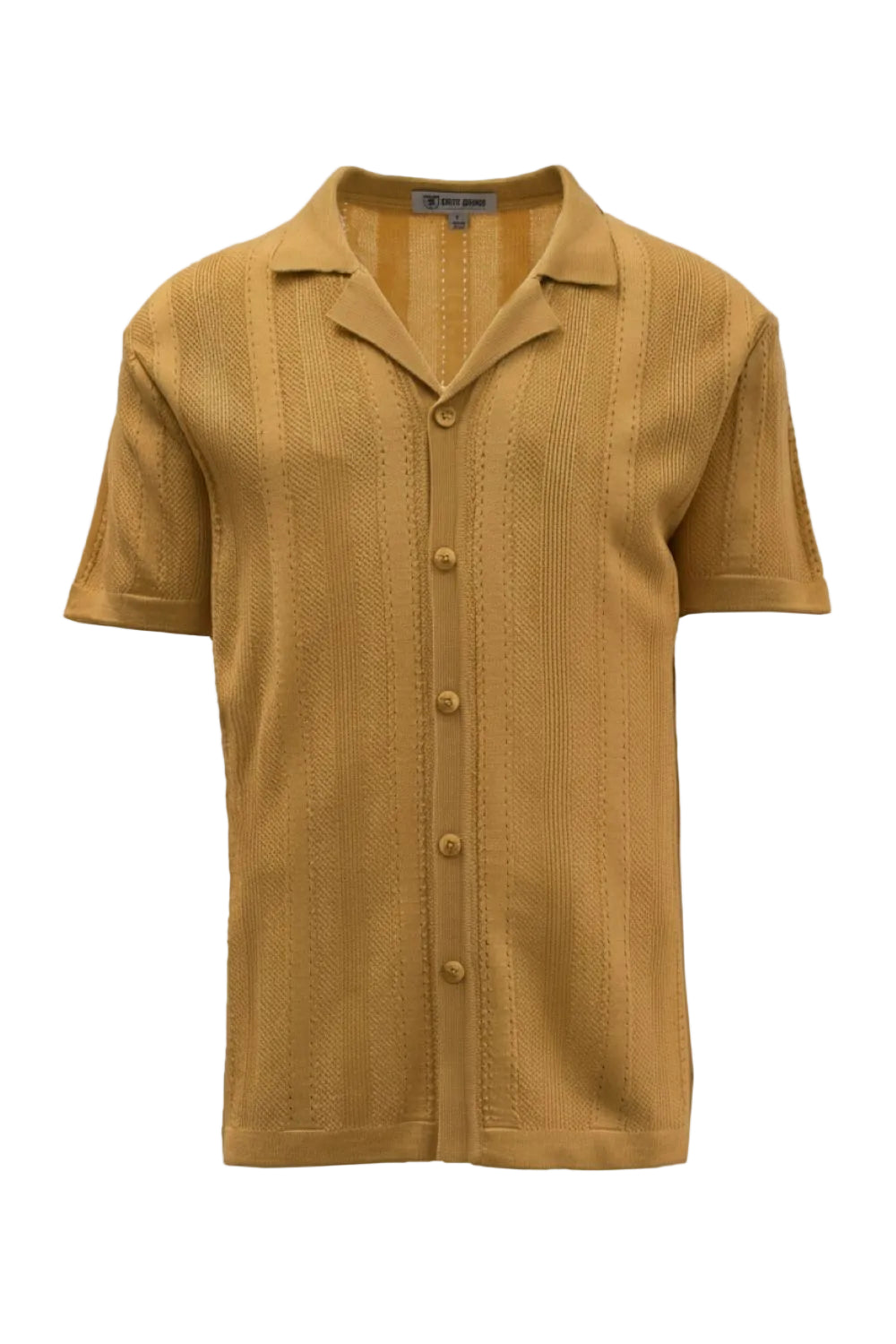 Sand textured shirt with buttons on a white background