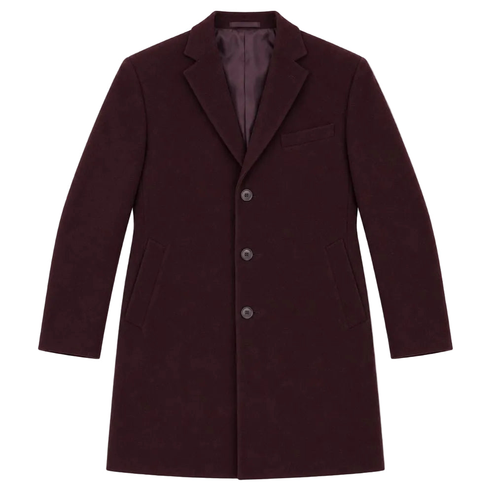 Wool Blend Burgundy Overcoat