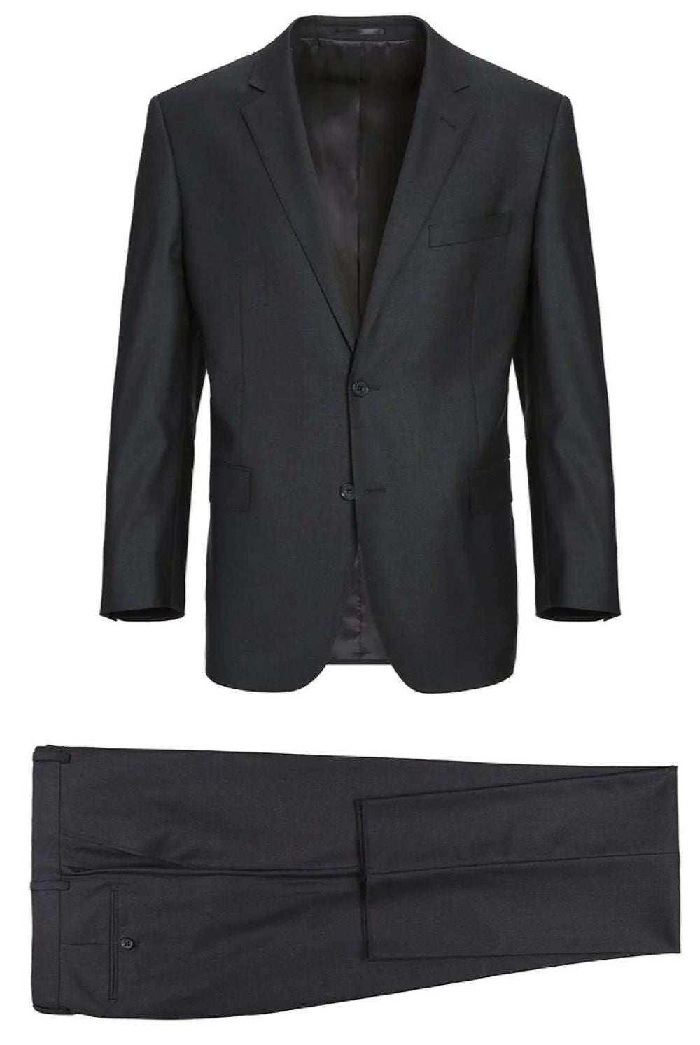 Bevagna Collection - Charcoal 100% Virgin Wool Regular Fit Pick Stitched 2 Piece Suit