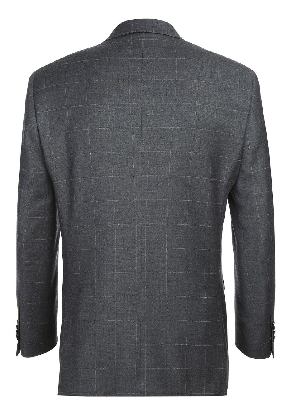 Gray Regular Fit Wool Blend Windowpane 2 Piece Suit