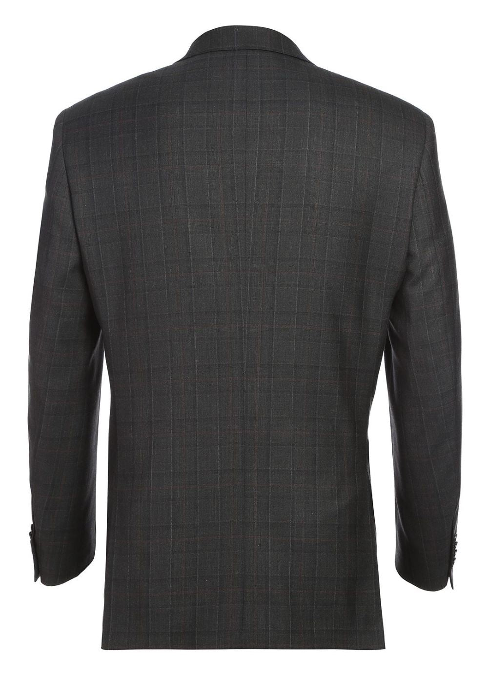 Charcoal Regular Fit Wool Blend Windowpane 2 Piece Suit