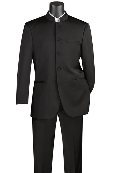 Master Collection - Regular Fit Men's 2 Piece Banded Collar Tuxedo Ivory
