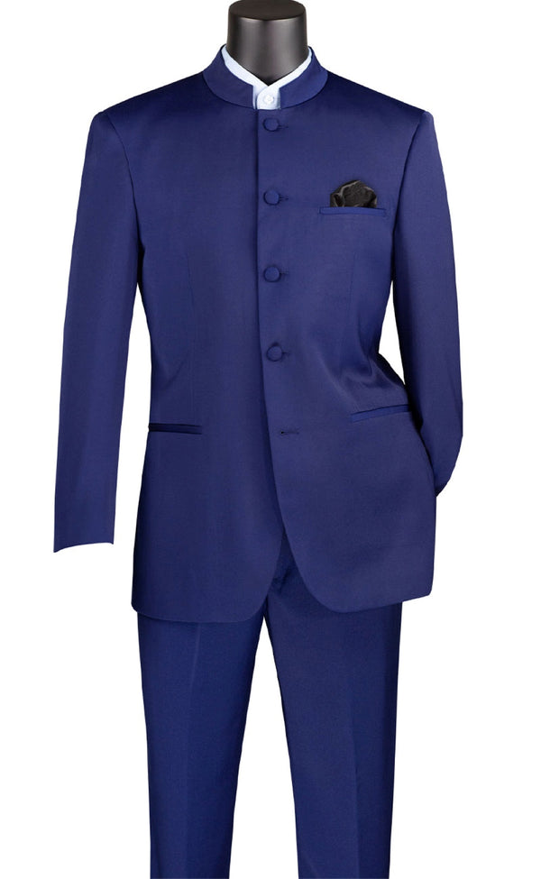 Master Collection - Regular Fit Men's 2 Piece Banded Collar Tuxedo Burgundy main image 1