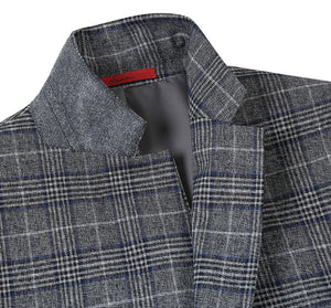 Classic Regular Fit Blazer Windowpane Pattern in Gray | Suits Outlets ...