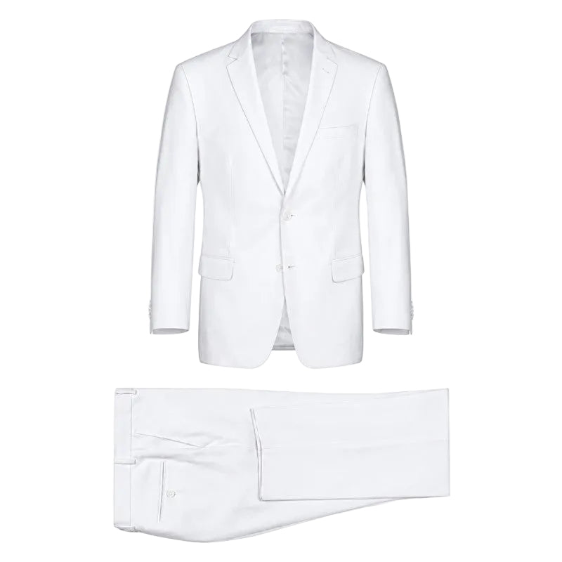 Linen Suit 2 Piece 2 Buttons Regular Fit In White