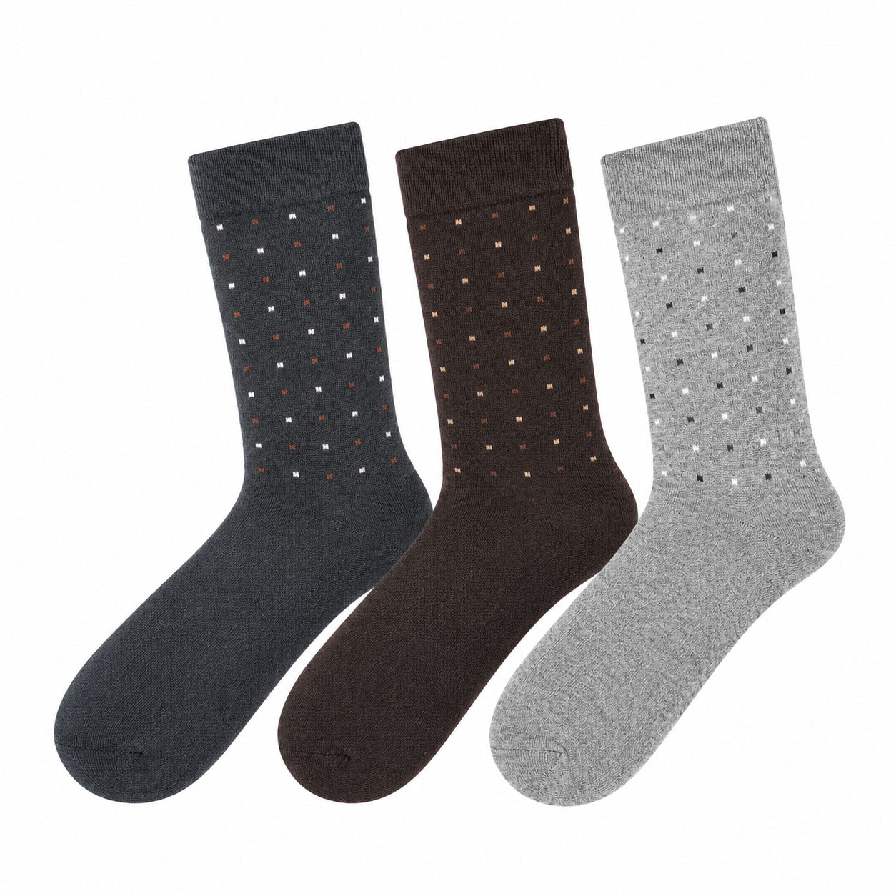 Men's 3 Pack Micro Dot Crew Socks - Charcoal/Brown/Gray