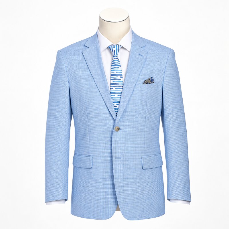 Blazer classique coupe régulière, manteau de sport d'été en lin/coton bleu clair