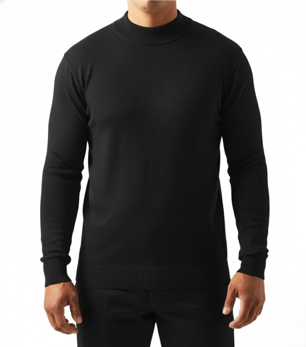 Stacy Adams - Men’s Mock Knit Black Sweater
