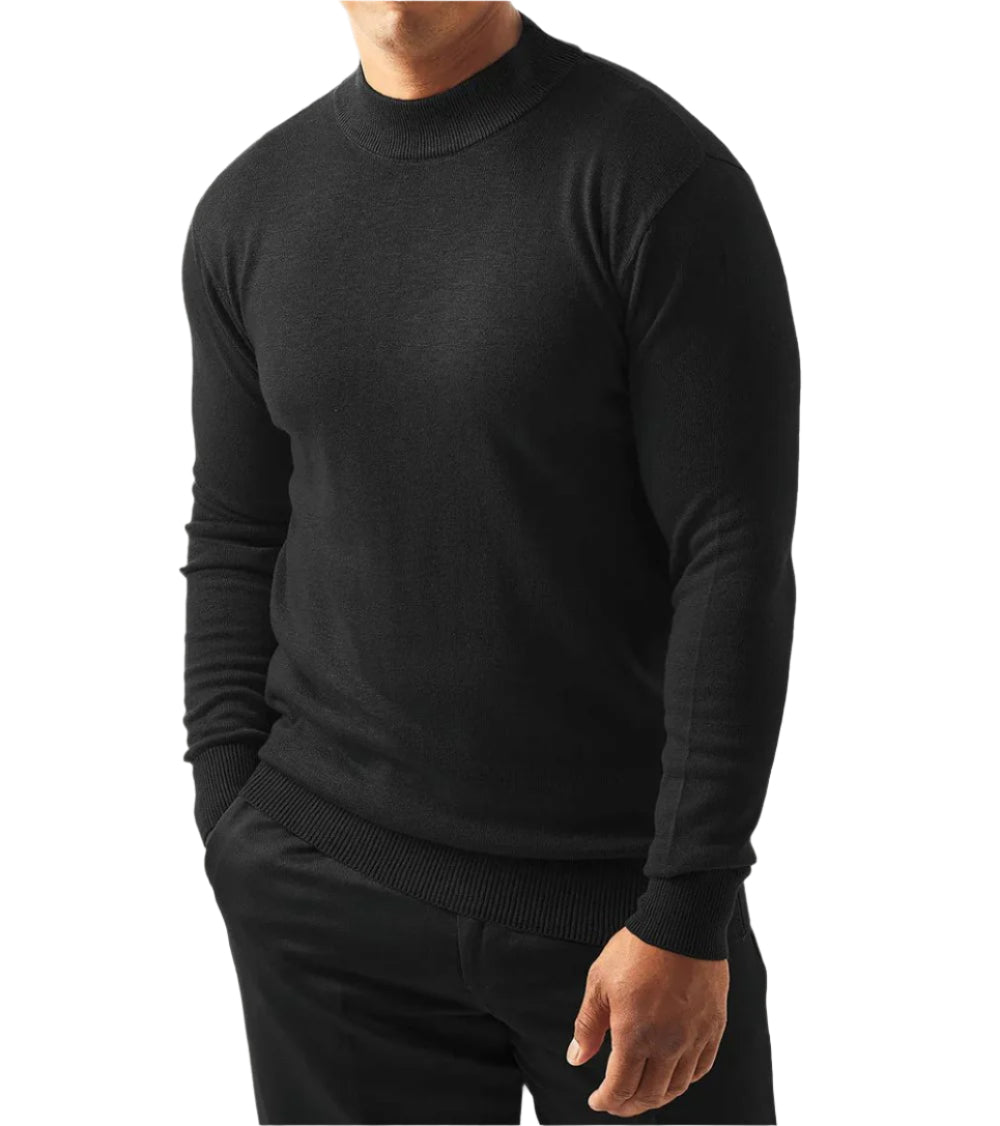 Stacy Adams - Men’s Mock Knit Black Sweater
