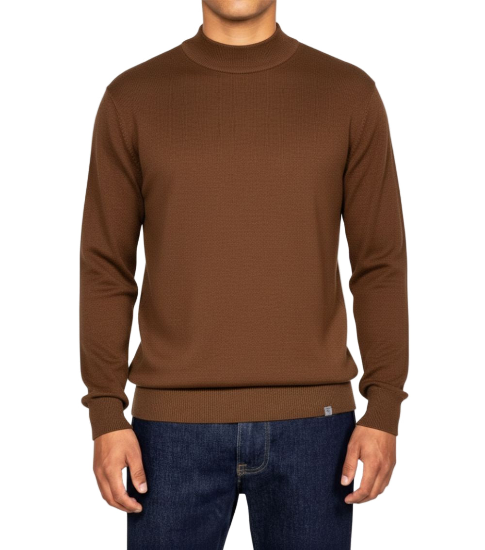 Stacy Adams - Men’s Mock Knit Brown Sweater
