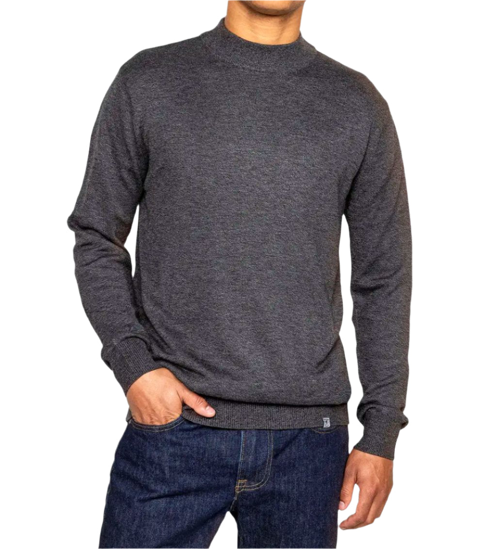 Stacy Adams - Men’s Mock Knit Dark Gray Sweater
