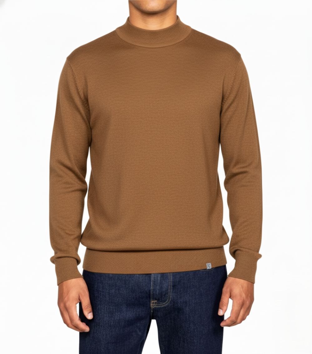 Stacy Adams - Men’s Mock Knit Mocha Sweater
