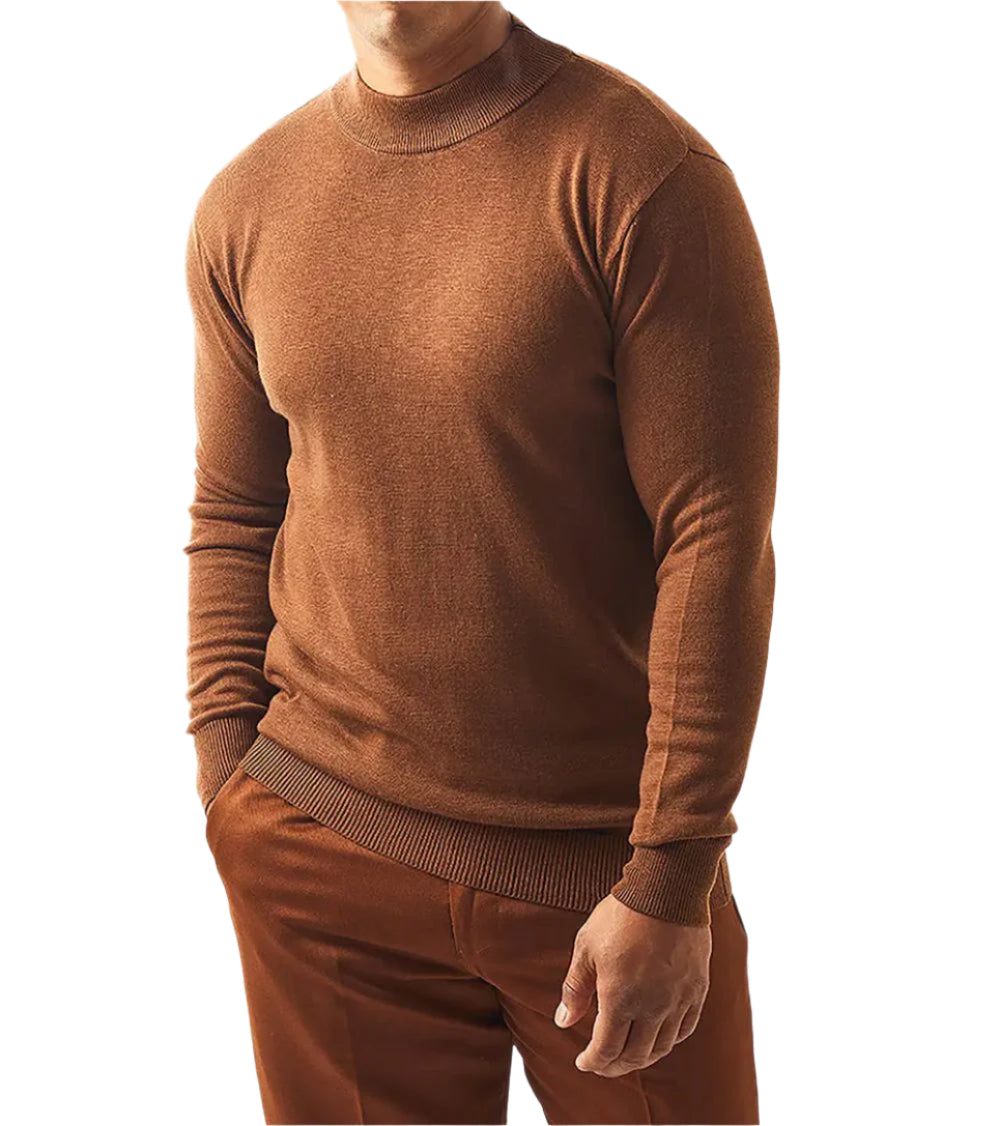 Stacy Adams - Men’s Mock Knit Tan Sweater
