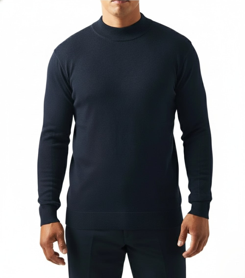 Stacy Adams - Men’s Mock Knit Navy Sweater
